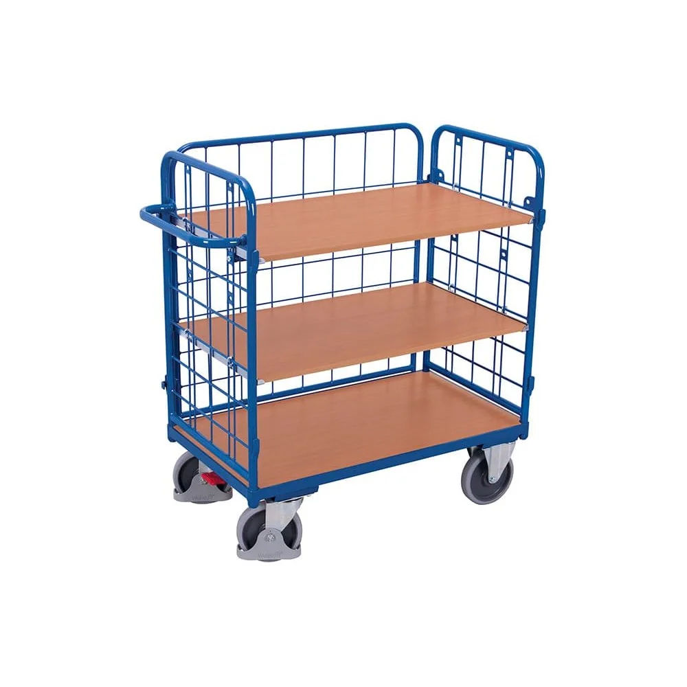 "Chariot de transport à 3 parois, 500kg, 3 plateaux, EasySTOP, XL image"