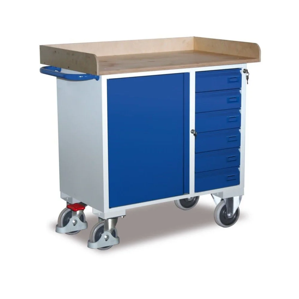 "Chariot d'atelier mobile 6 tiroirs, servante d'atelier avec rangement et EasySTOP image"