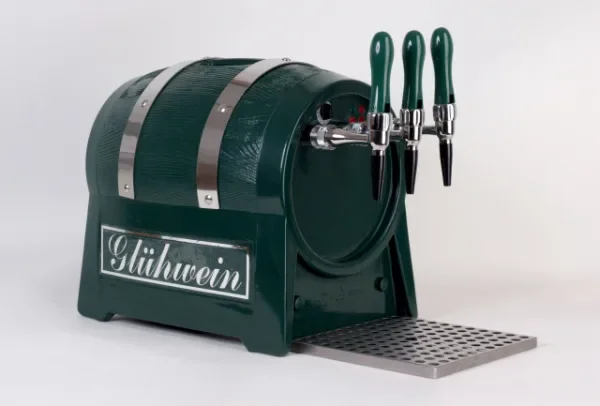 "Distributeur boisson chaude, marmite à vin chaud, chauffe vin - avec pompe auto-amorçante, forme tonneau, 3 lignes 6 kW image"