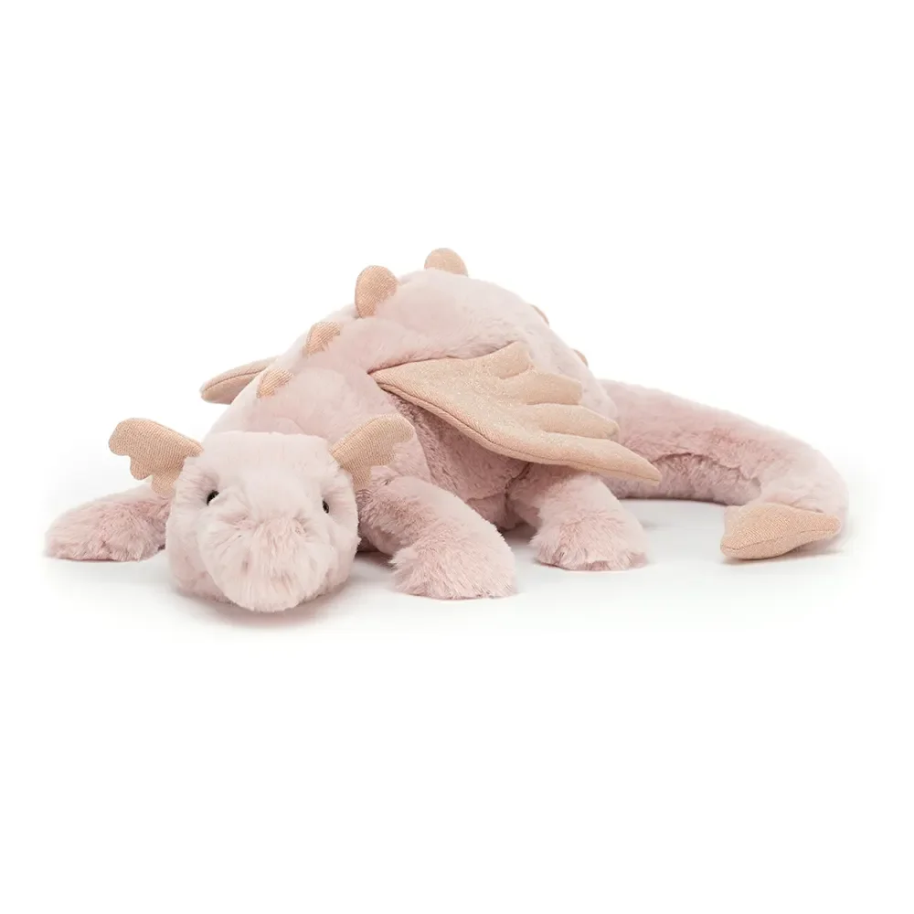 Jellycat Peluche - Rose Dragon, Taille: Moyen - H12 X L50 CM