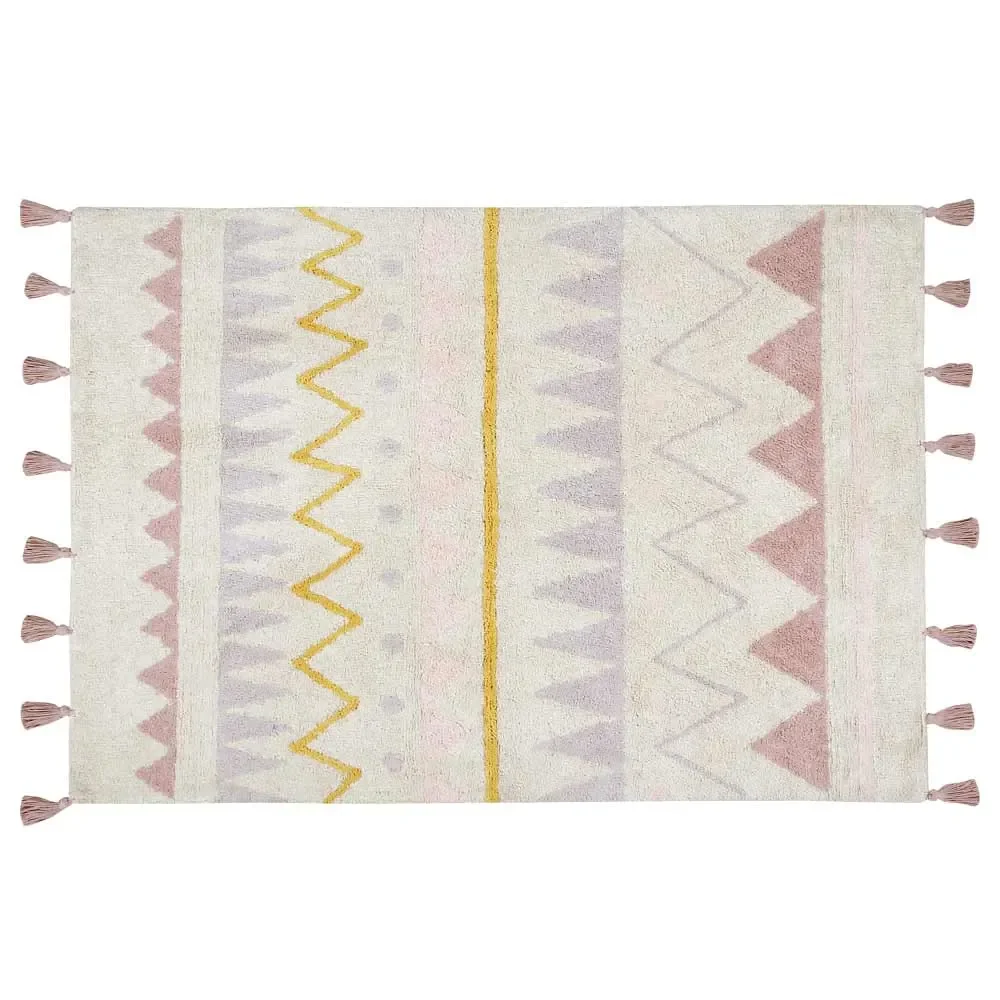 "Lorena Canals tapis motif aztèque naturel rose, Taille: 140 x 200 cm image"
