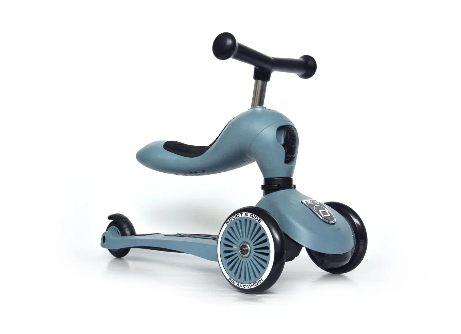 "Scoot & Ride Highwaykick 1, 2in1 Kickbike, Trottinette, Couleur: Acier image"