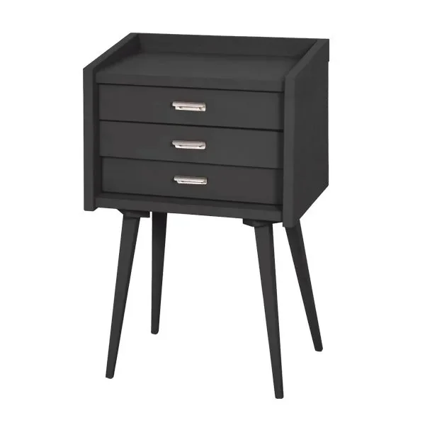 "Laurette Table de nuit Meuble de rangement Le Chevet des Secrets, Couleur: Charbon image"