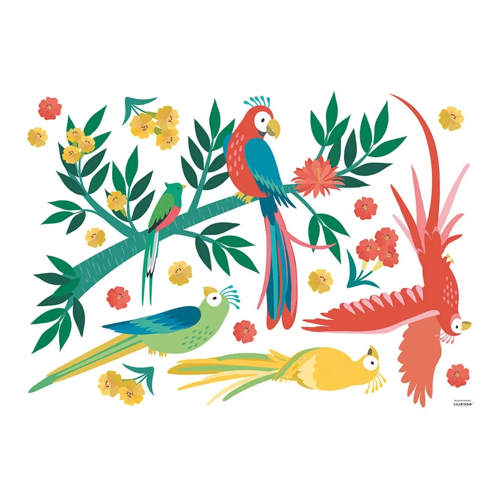 "Lilipinso stickers muraux L perroquets au paradis tropical multicolore image"