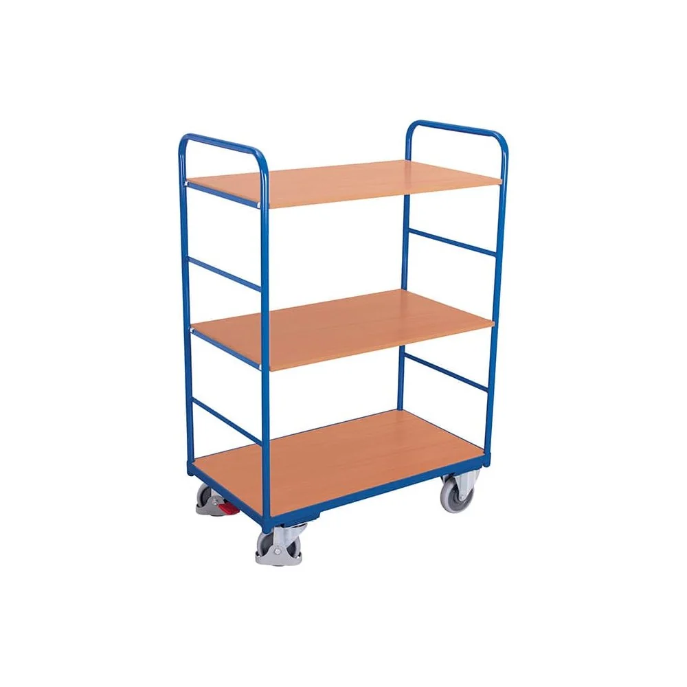 "Chariot à étagères haut 3 plateaux 250 kg capacité type XL + EasySTOP image"