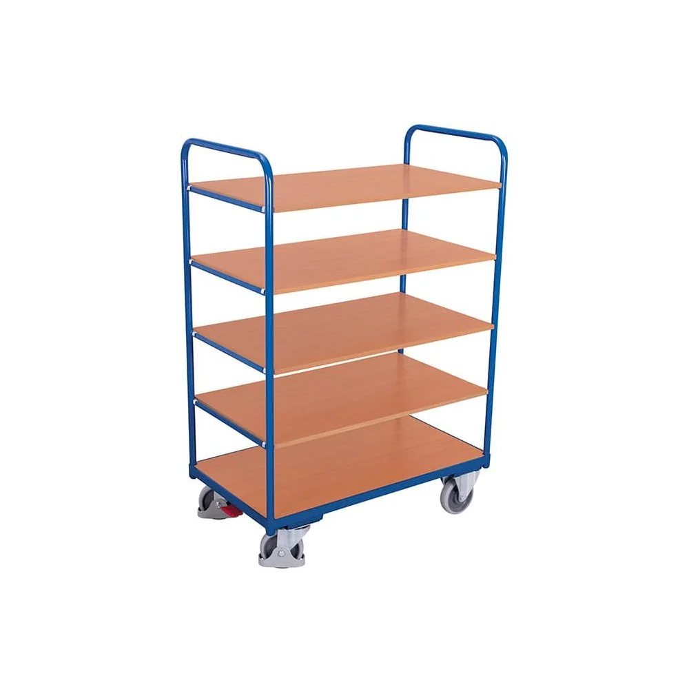 "Chariot à plateaux haut avec 5 étagères 250 kg capacité de charge Type M + EasySTOP image"