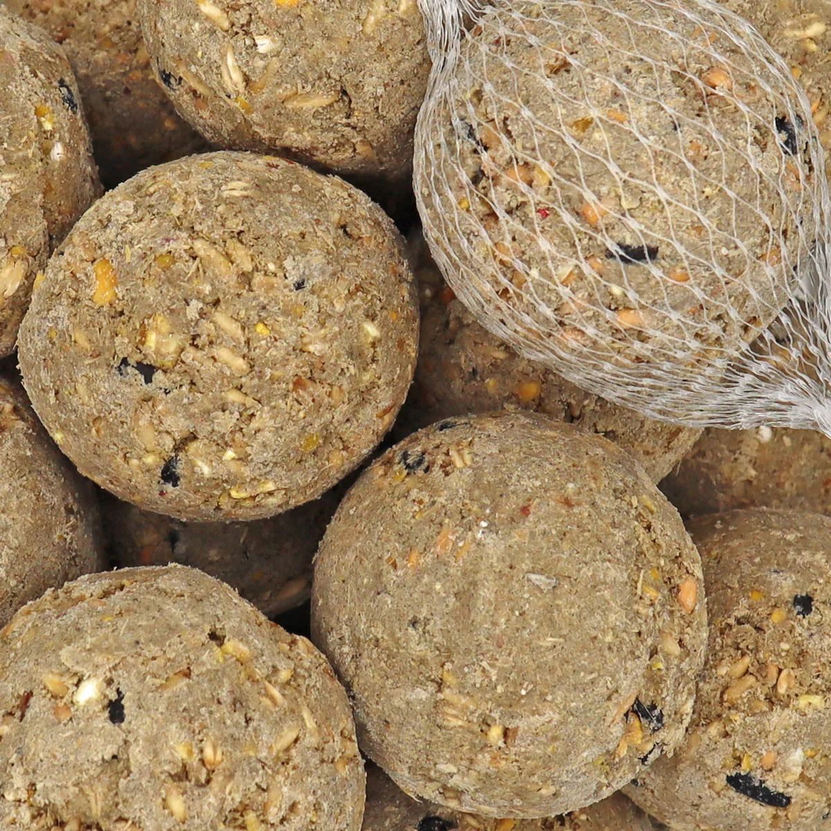 "Boules de graisse pour oiseaux 100 x ca.90 Gramm, avec filet, nourriture oiseaux hiver image"