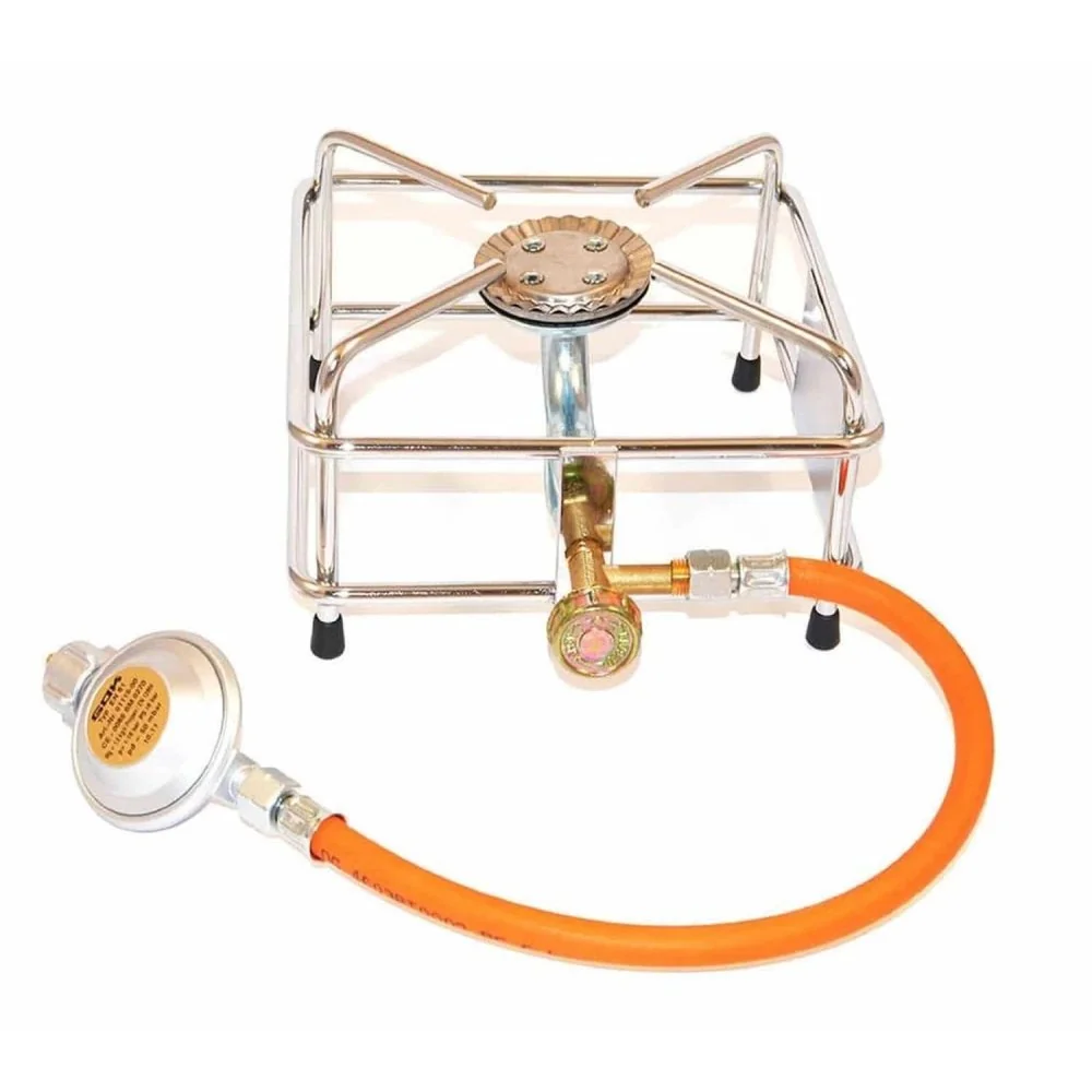 Réchaud à gaz 2.5 kW, avec Tuyau et Détendeur, Réchaud gaz extérieur, 21cm x 21cm