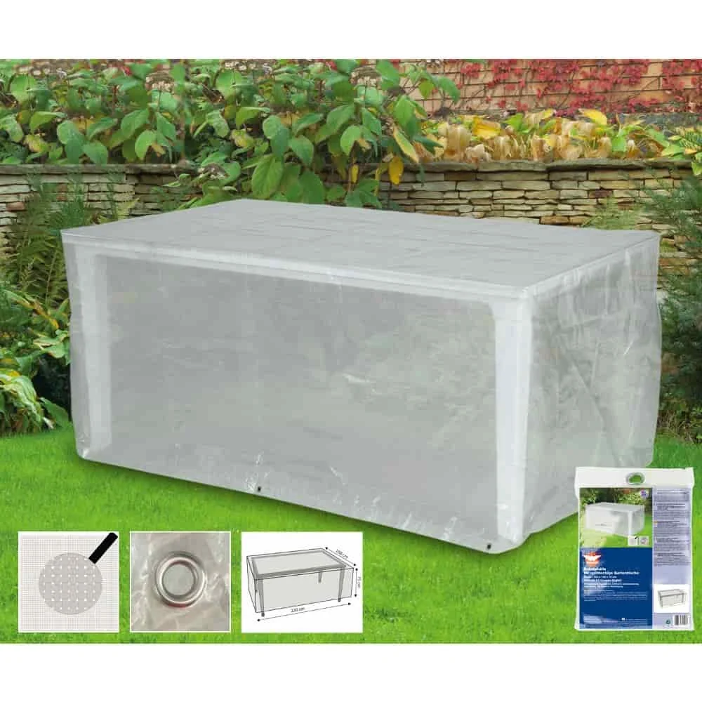 Housse de Protection Table de Jardin Rectangulaire 220x100x75cm - Transparente