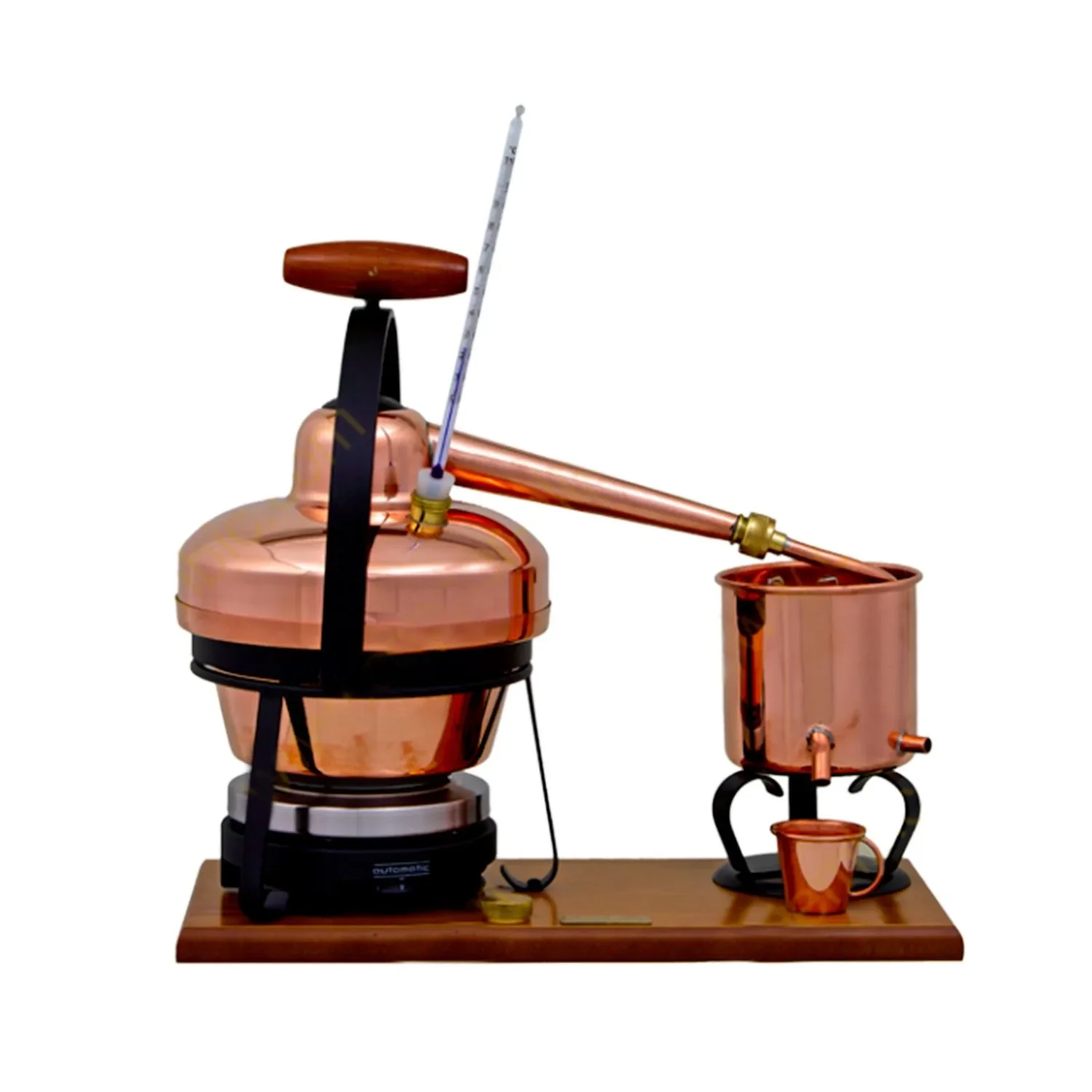"Alambic, Distillateur, Appareil distillation - Premium, avec plaque chauffante électrique et thermomètre, 1,25 litres image"