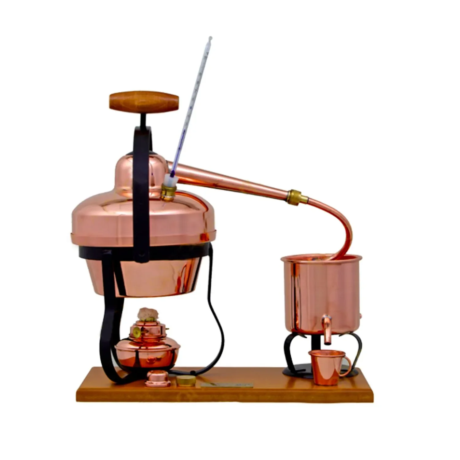 "Alambic, Distillateur, Appareil distillation - avec brûleur à alcool et thermomètre, 1,25 litres image"