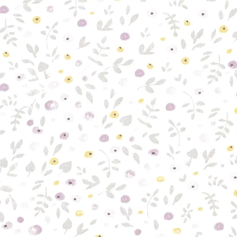 "Casadeco My Little World tissu Streublümchen gris violet lime image"