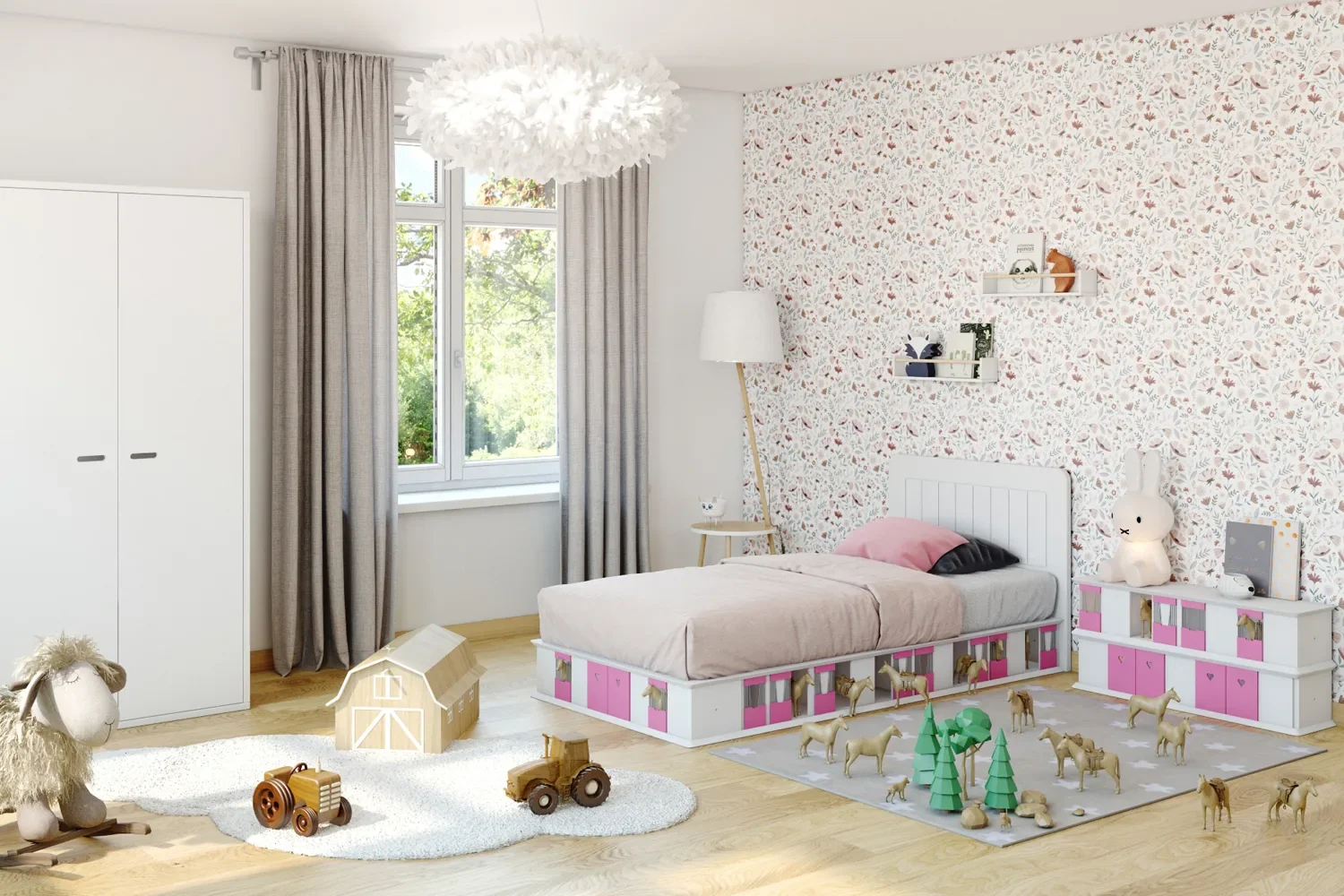 "Mathy by Bols BOXES Lit enfant 2 côtés écurie rose 90 x 190 image"