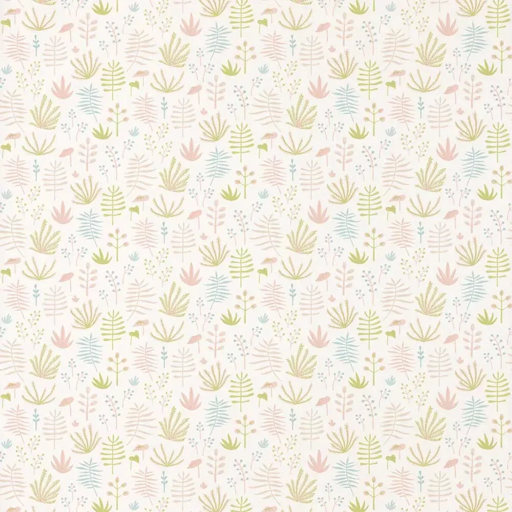"Papier peint enfant Casadeco Happy Dreams herbes roses vert image"