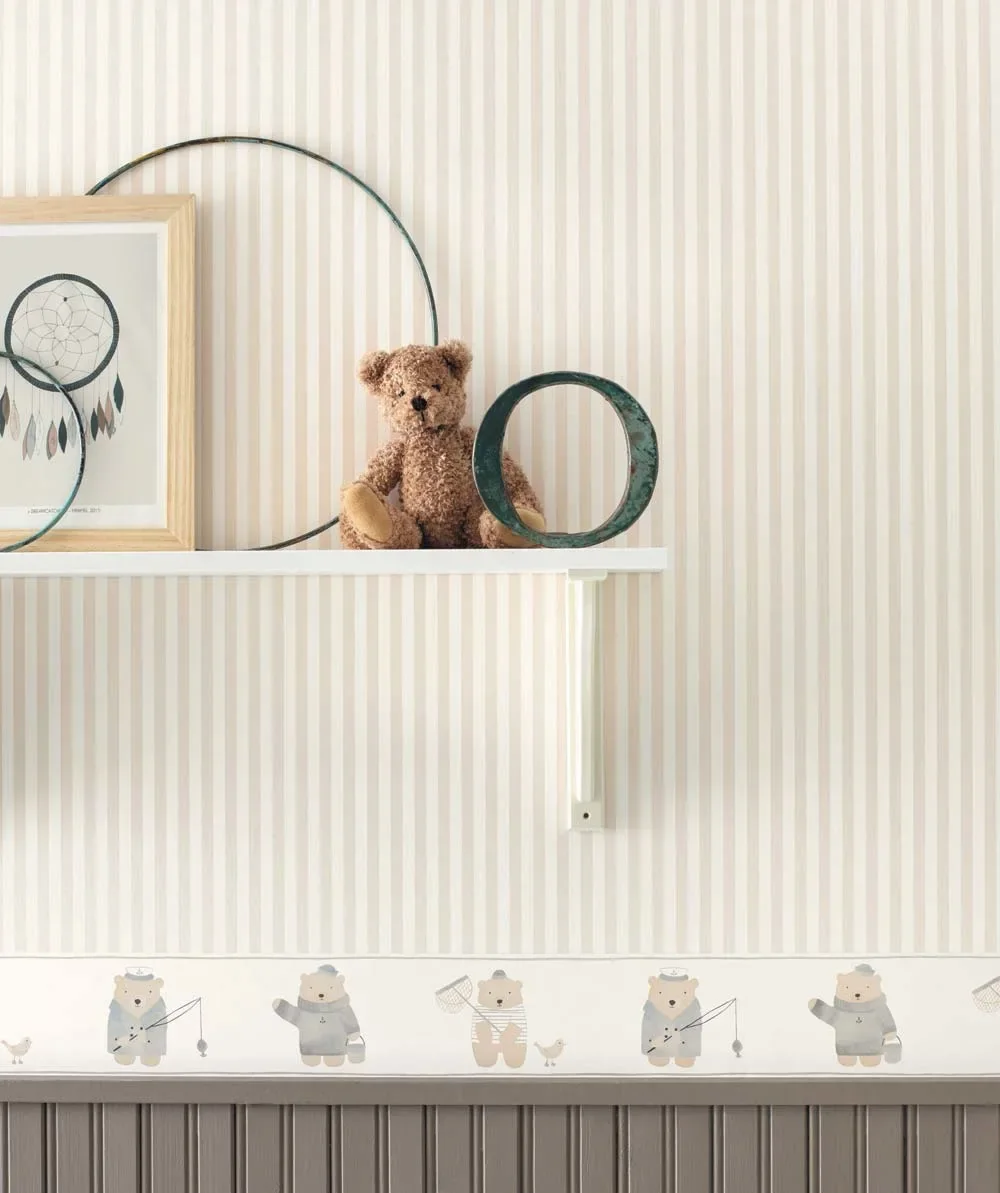 "Casadeco My Little World papier peint à rayures gris blanc image"