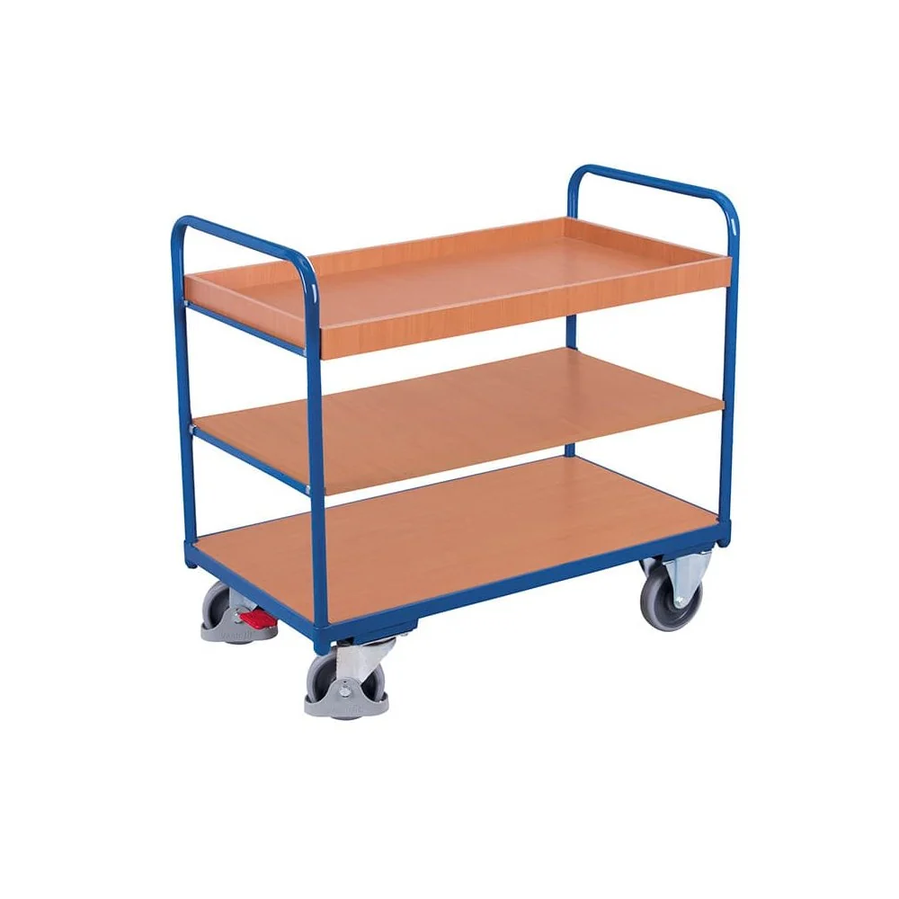 "Chariot à étagères avec 1 plateau et 2 étagères 250 kg capacité de charge Type XL + EasySTOP image"