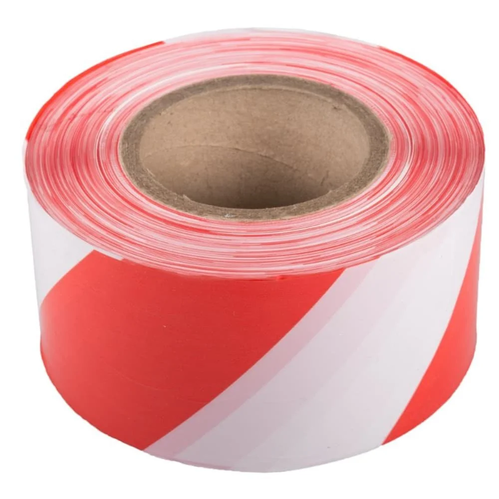 "Ruban de signalisation rouge et blanc, 500m x 75mm image"