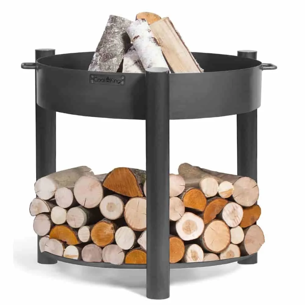 "Brasero de Jardin Haut en Acier Naturel avec Compartiment Bois image"