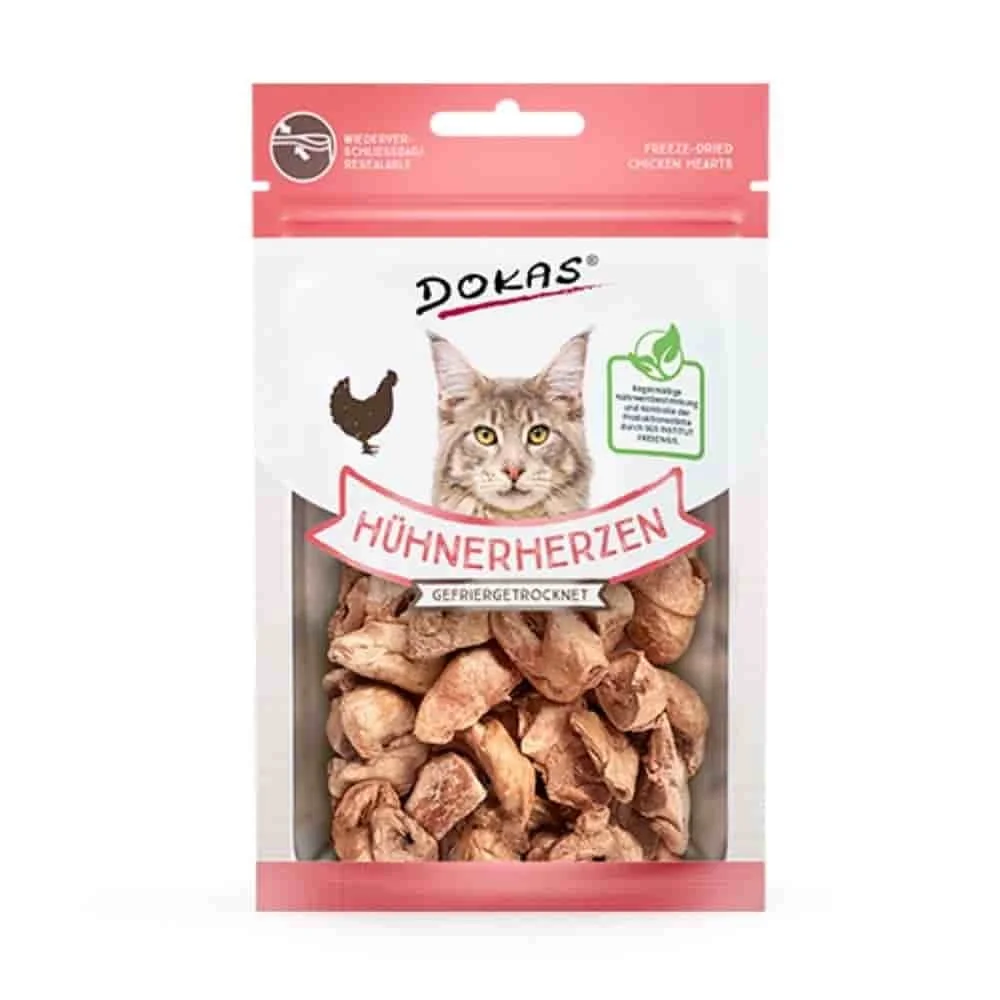 Friandises pour Chat, Cœurs de Poulet Lyophilisés, 15g