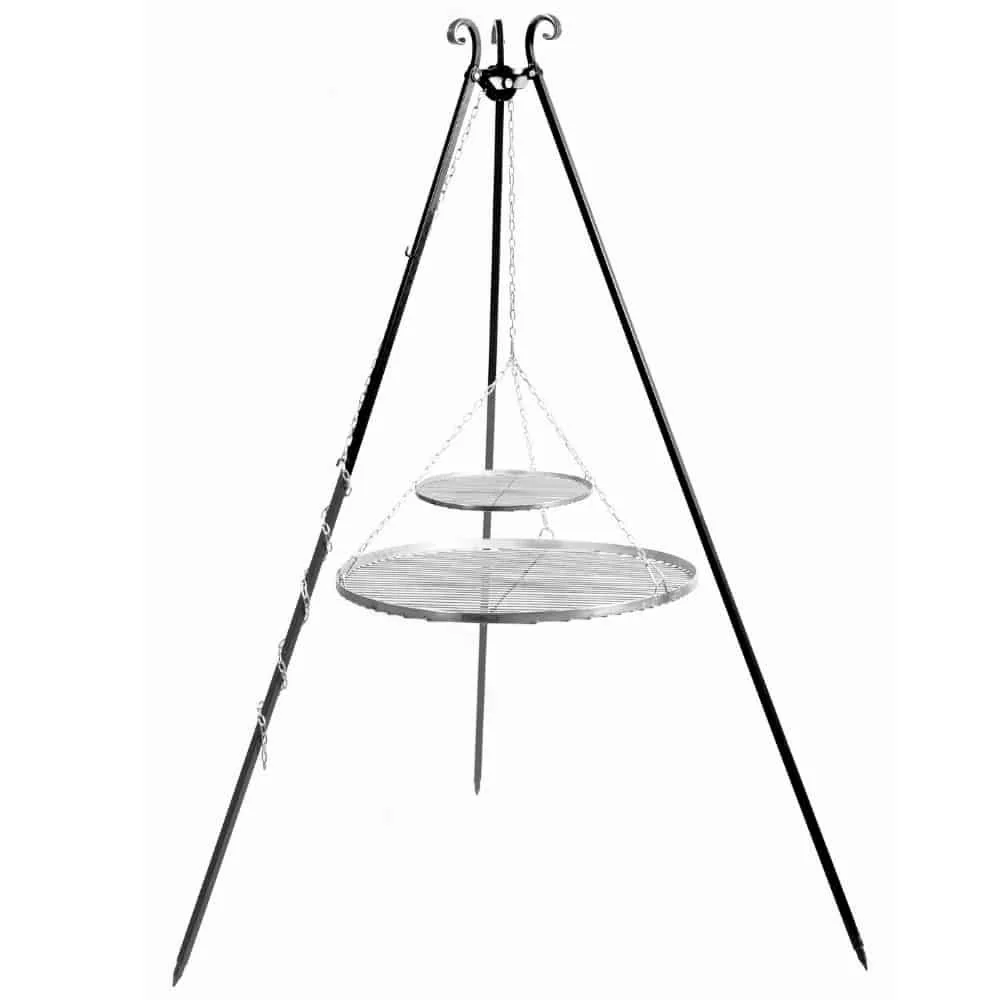 "Barbecue Suspendu avec Trépied et Double Grille Inox image"