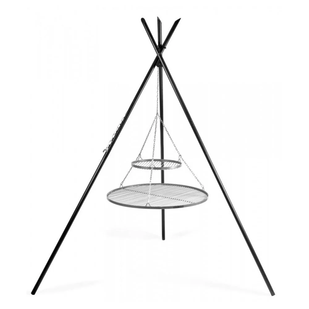 "Barbecue Pivotant avec Trépied, Double Grille en Acier Inoxydable, 210 cm image"
