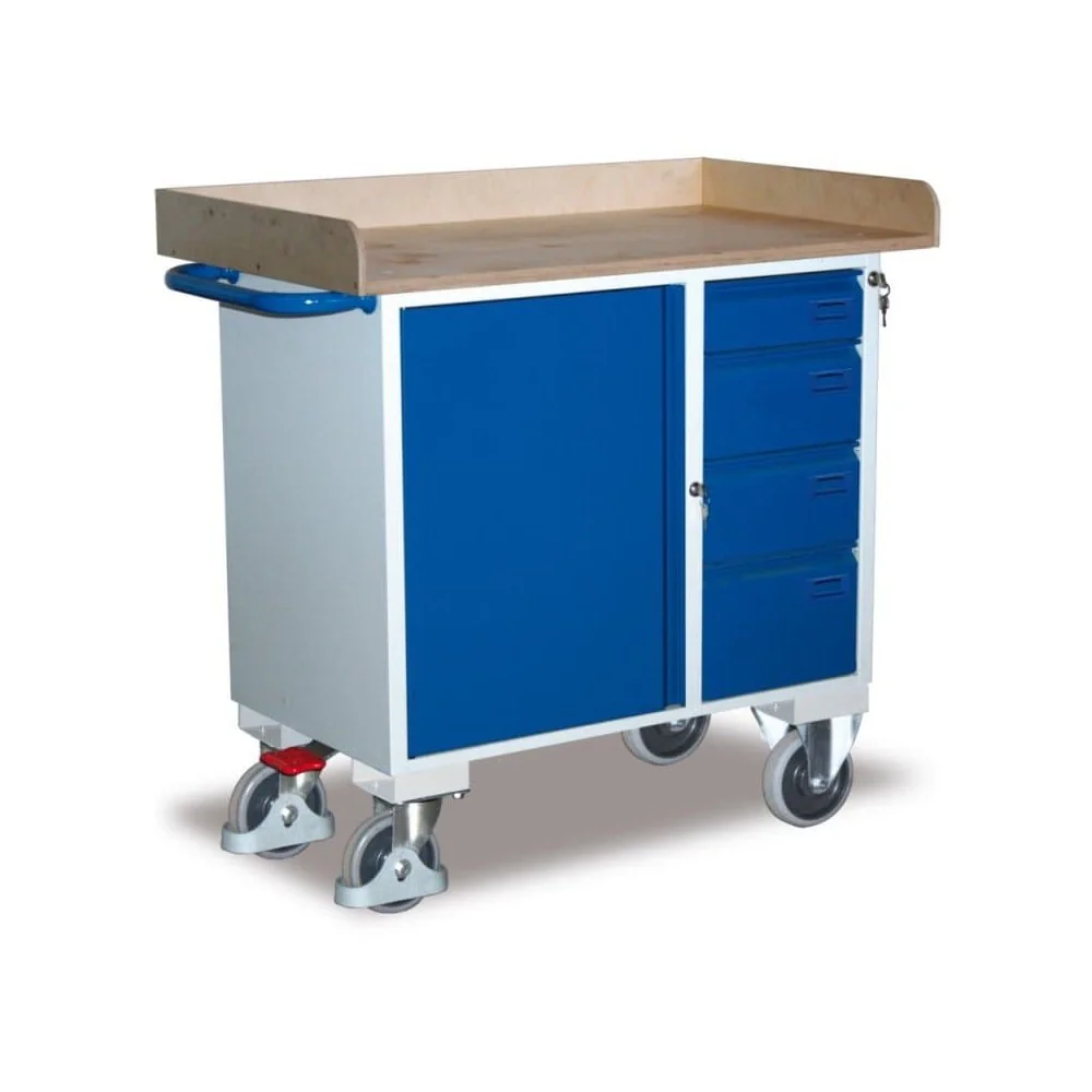 "Servante d'atelier Mobile avec 4 Tiroirs, Armoire et Charge Utile de 400 kg image"
