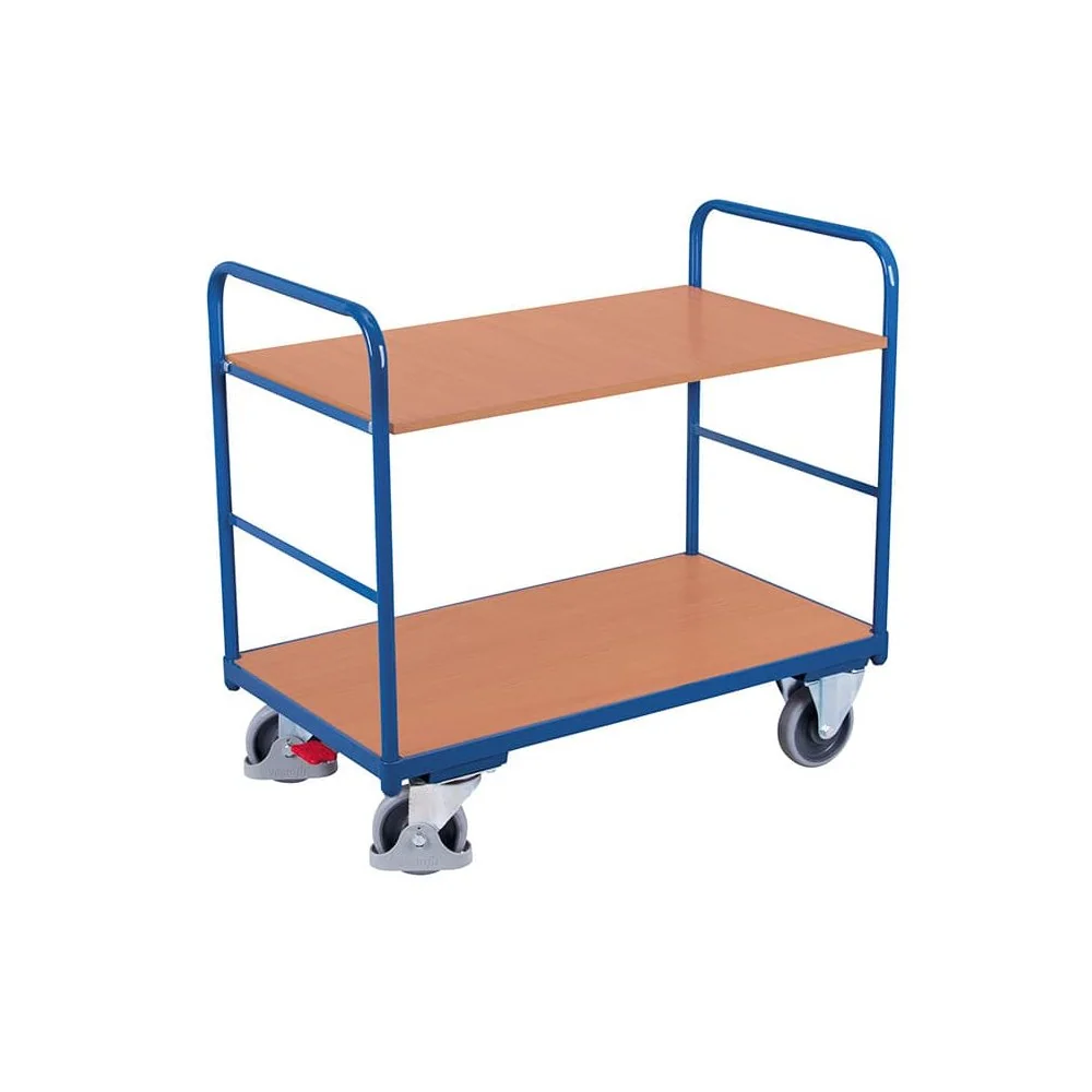 "Chariot à étages avec 2 plateaux capacité de charge 250 kg Type XL + EasySTOP image"