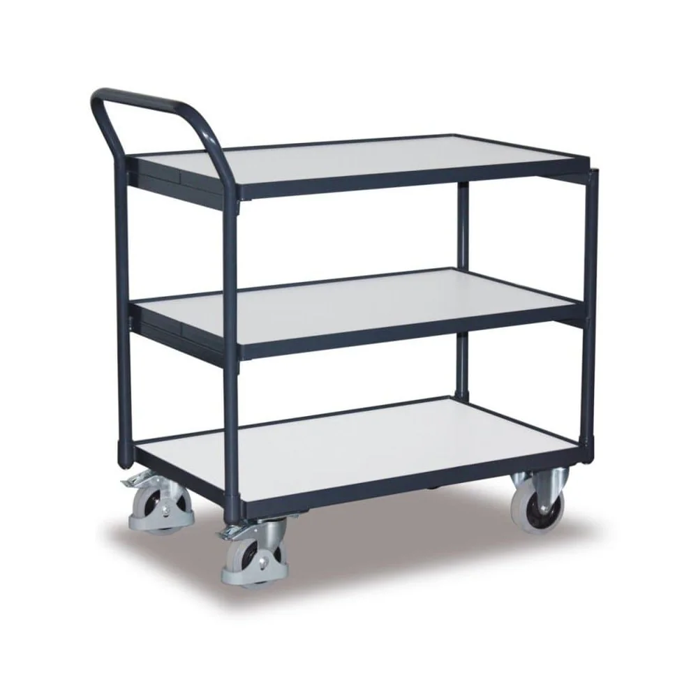 "Chariot d'atelier ESD avec 3 plateaux, Type L, EasySTOP image"