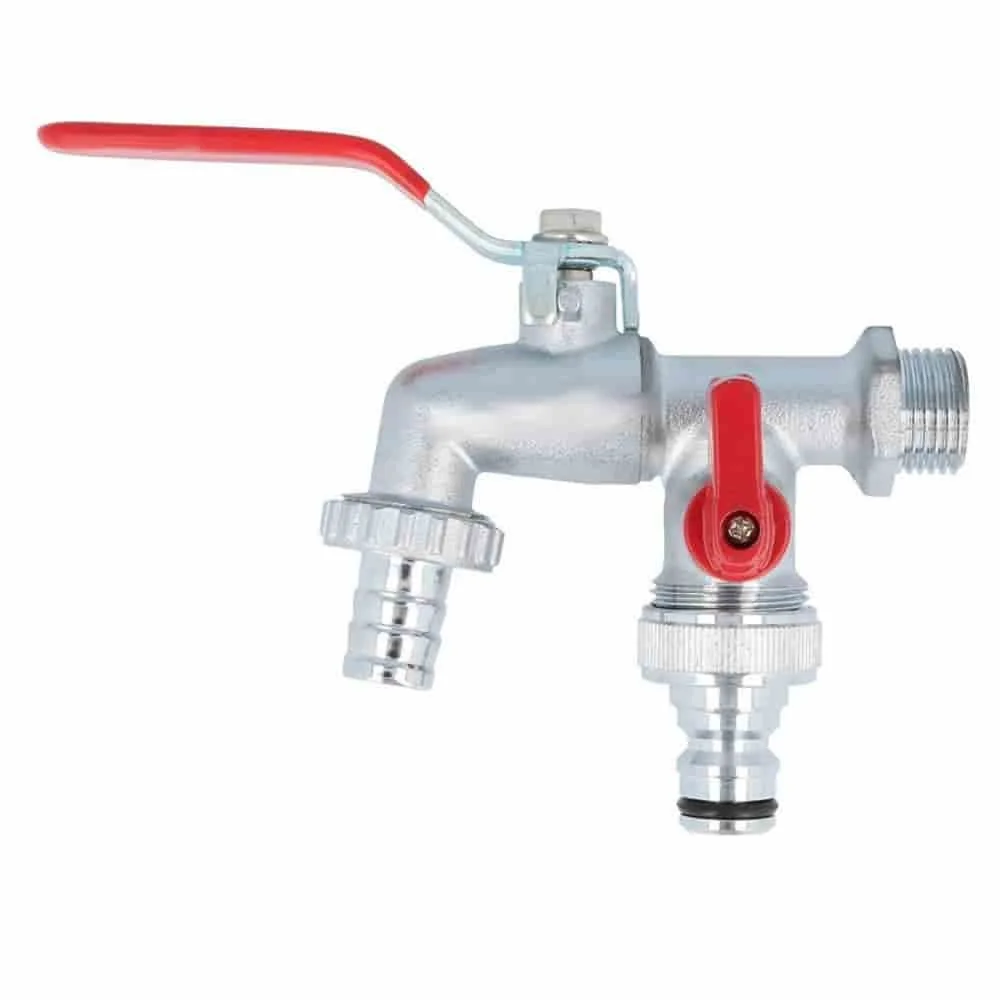 "Robinet Double Sortie 2 Voies 1/2 Pouce en Laiton pour Jardin image"