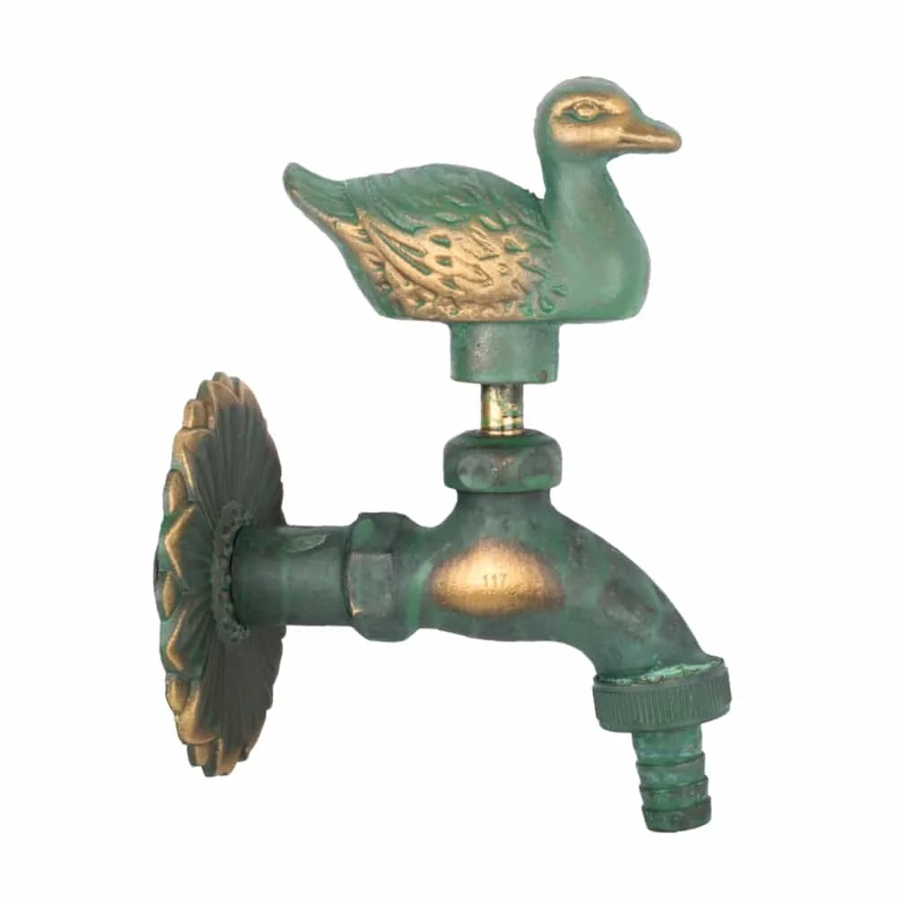 "Robinet de Jardin Nostalgie En Forme de Canard, Laiton Patiné, 1/2 Pouce image"