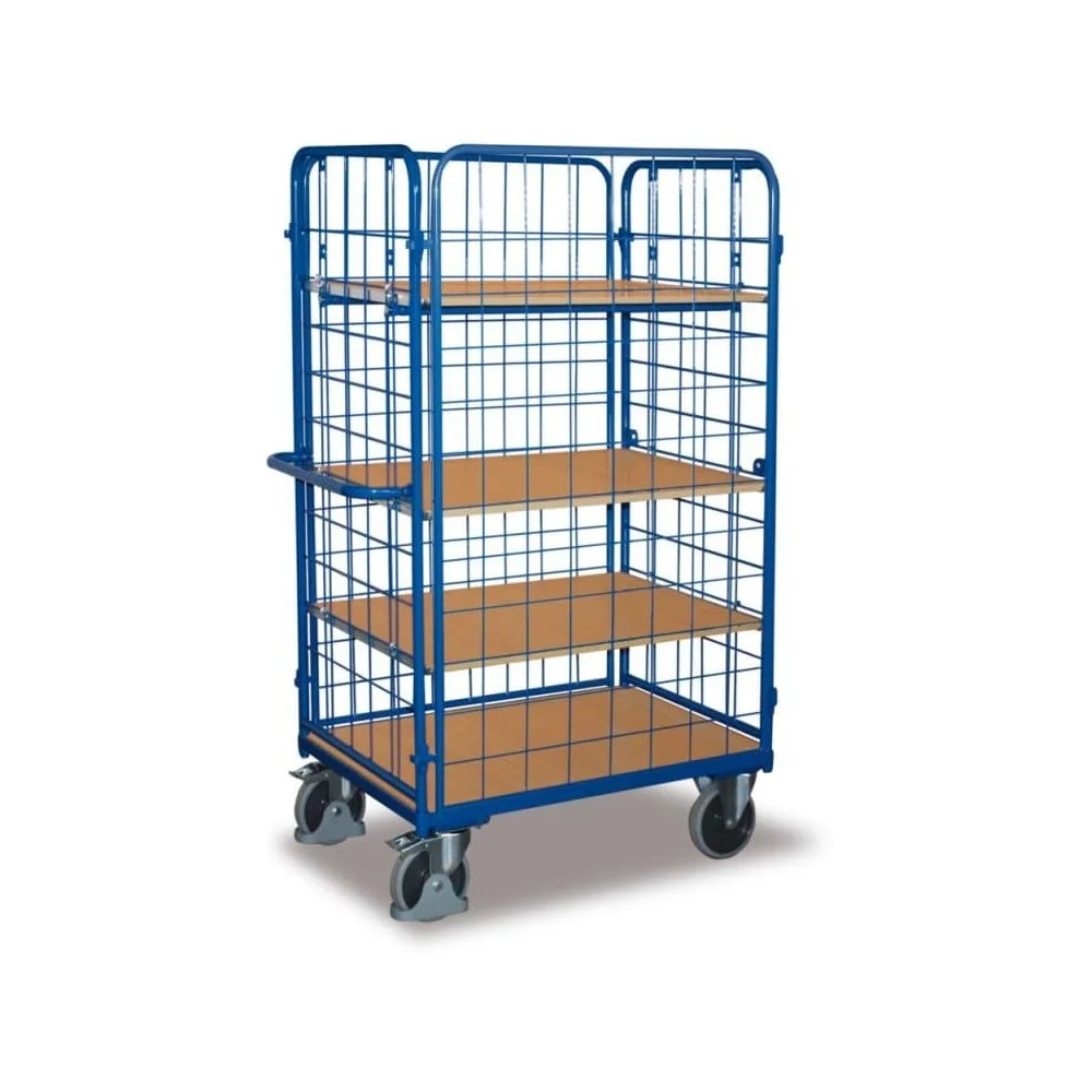"Chariot à 4 Parois Haut, 3 Étagères, EasySTOP, Charge 500 kg image"