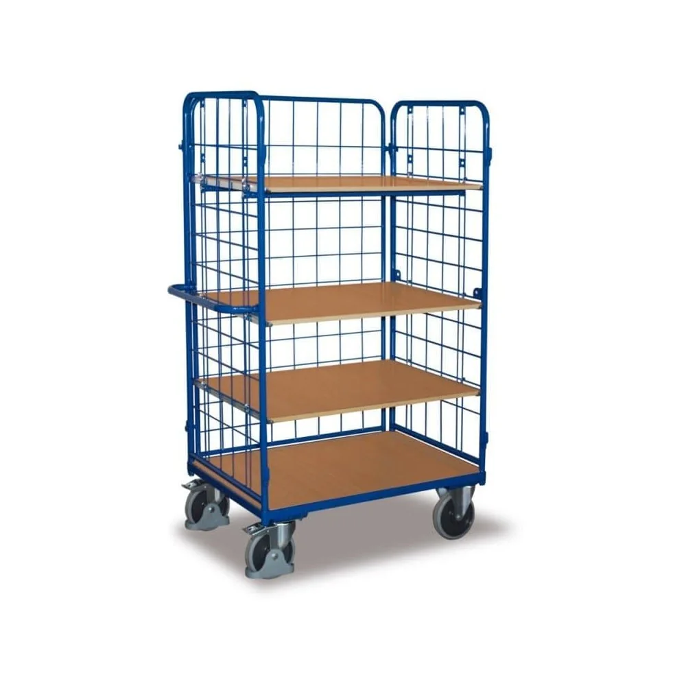 "Chariot à 3 Parois Haut, Chariot de Manutention, 4 Plateaux, 500 kg, EasySTOP image"