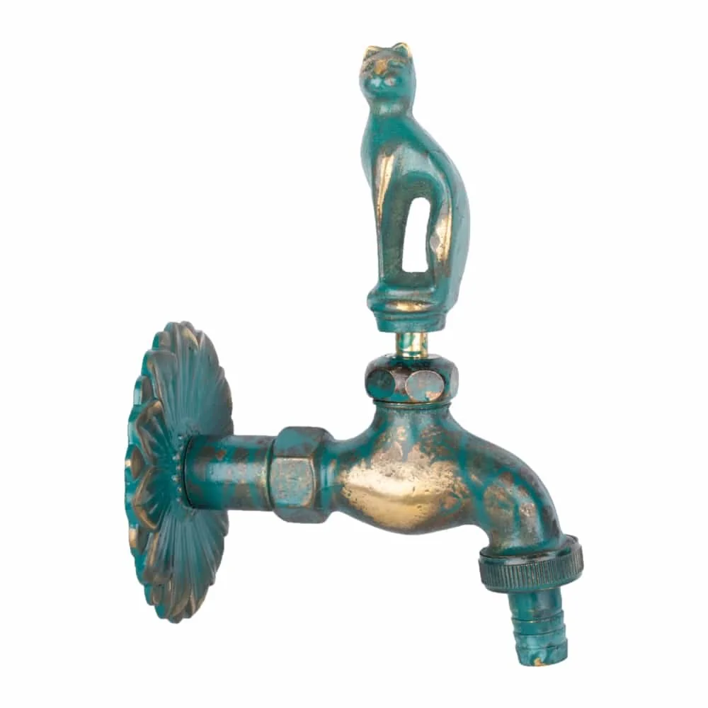"Robinet de jardin nostalgique Chat patiné 1/2" image"