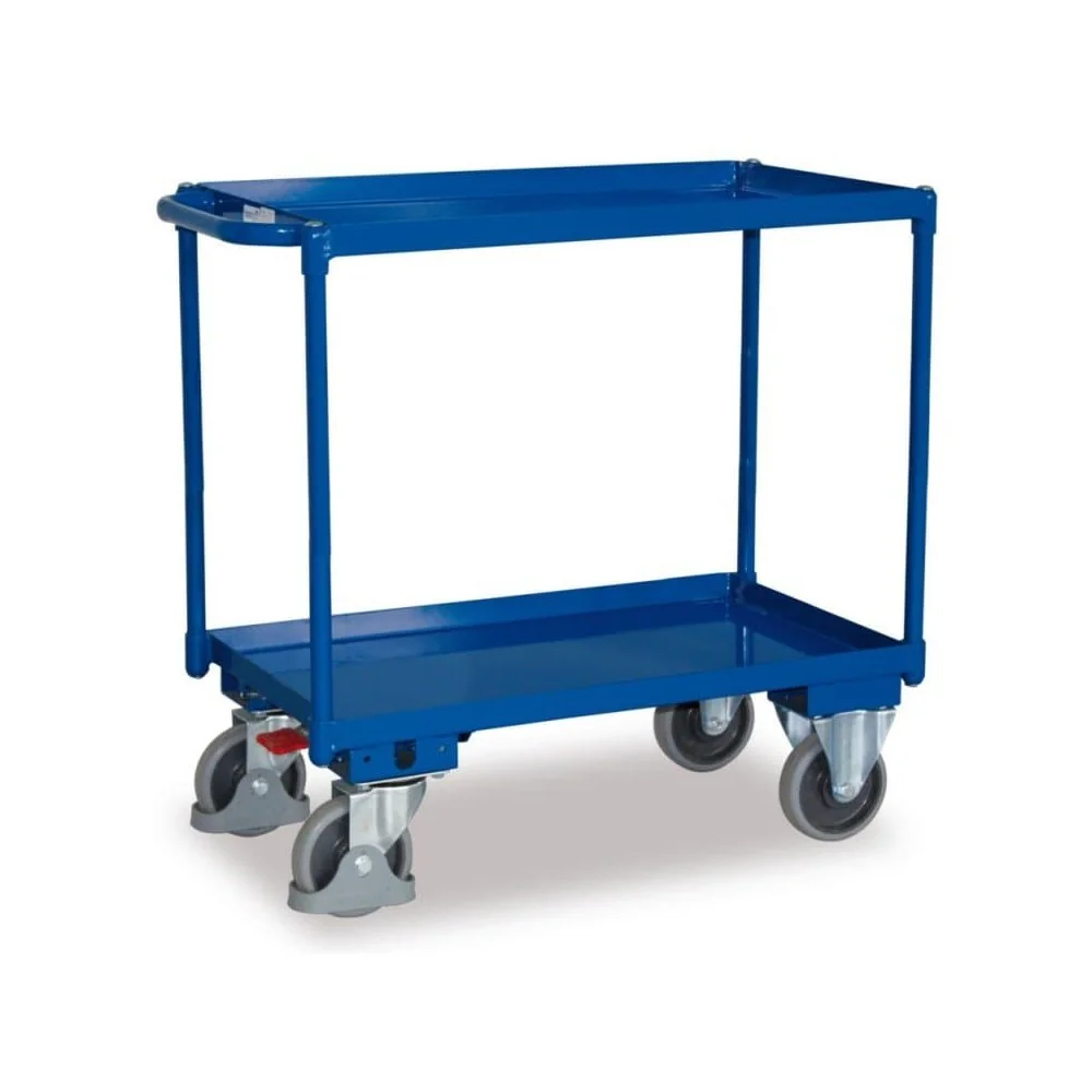 Chariot d'Atelier 2 Étages avec Rebords & Frein, 400 kg