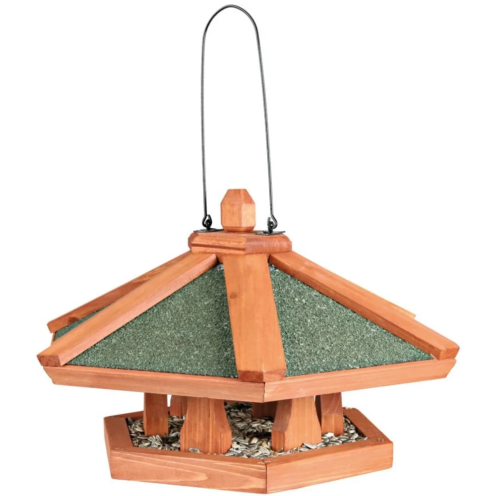 "Mangeoire Oiseaux Suspendue en Bois de Pin 42x24cm image"