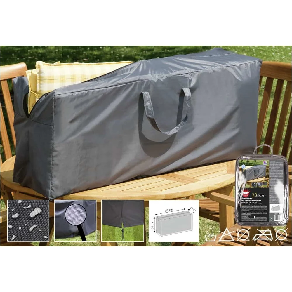 "Housse de Protection Deluxe pour Coussins de Jardin 125x32x50 cm image"