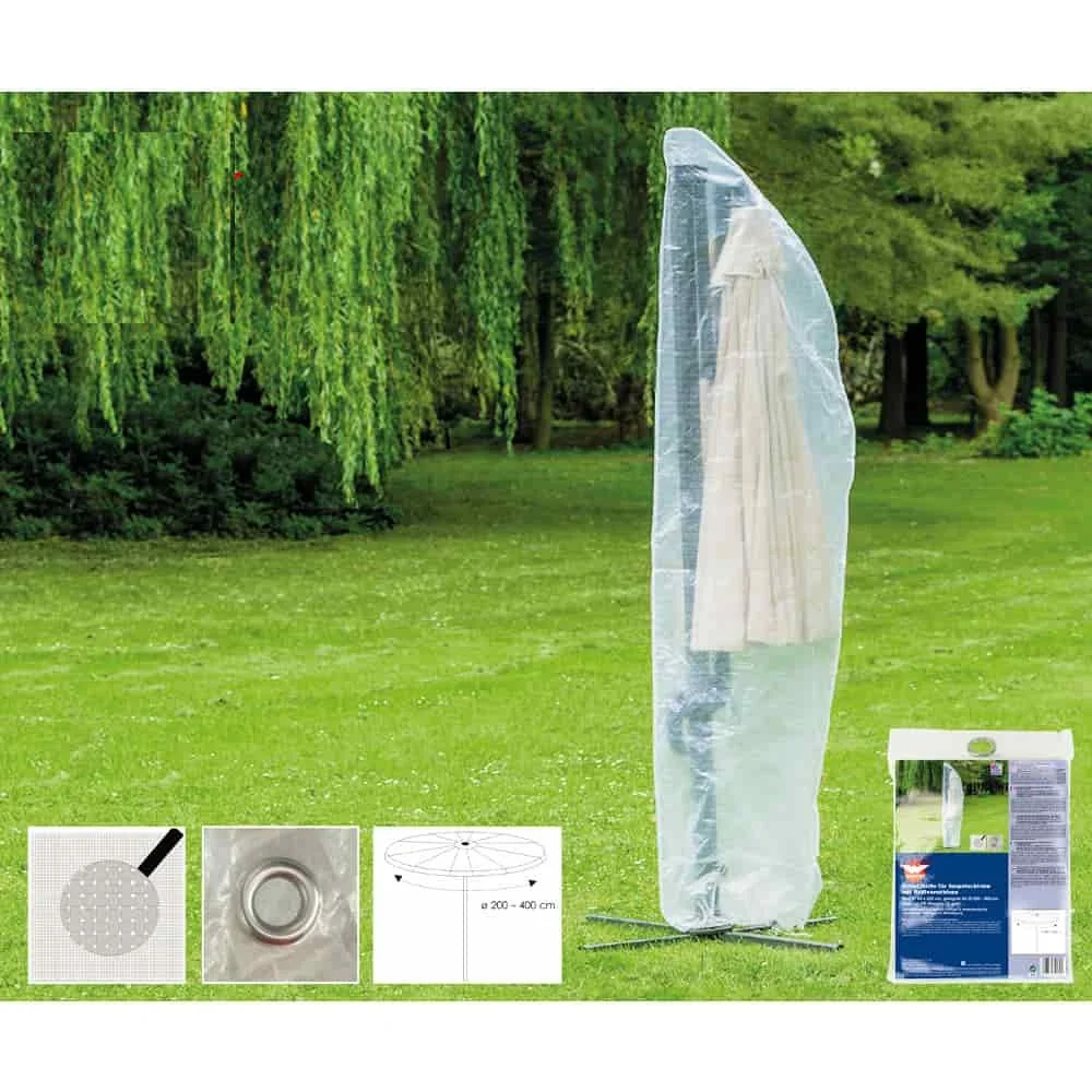Housse de protection pour parasol déporté transparente, 265x40/70/50 cm