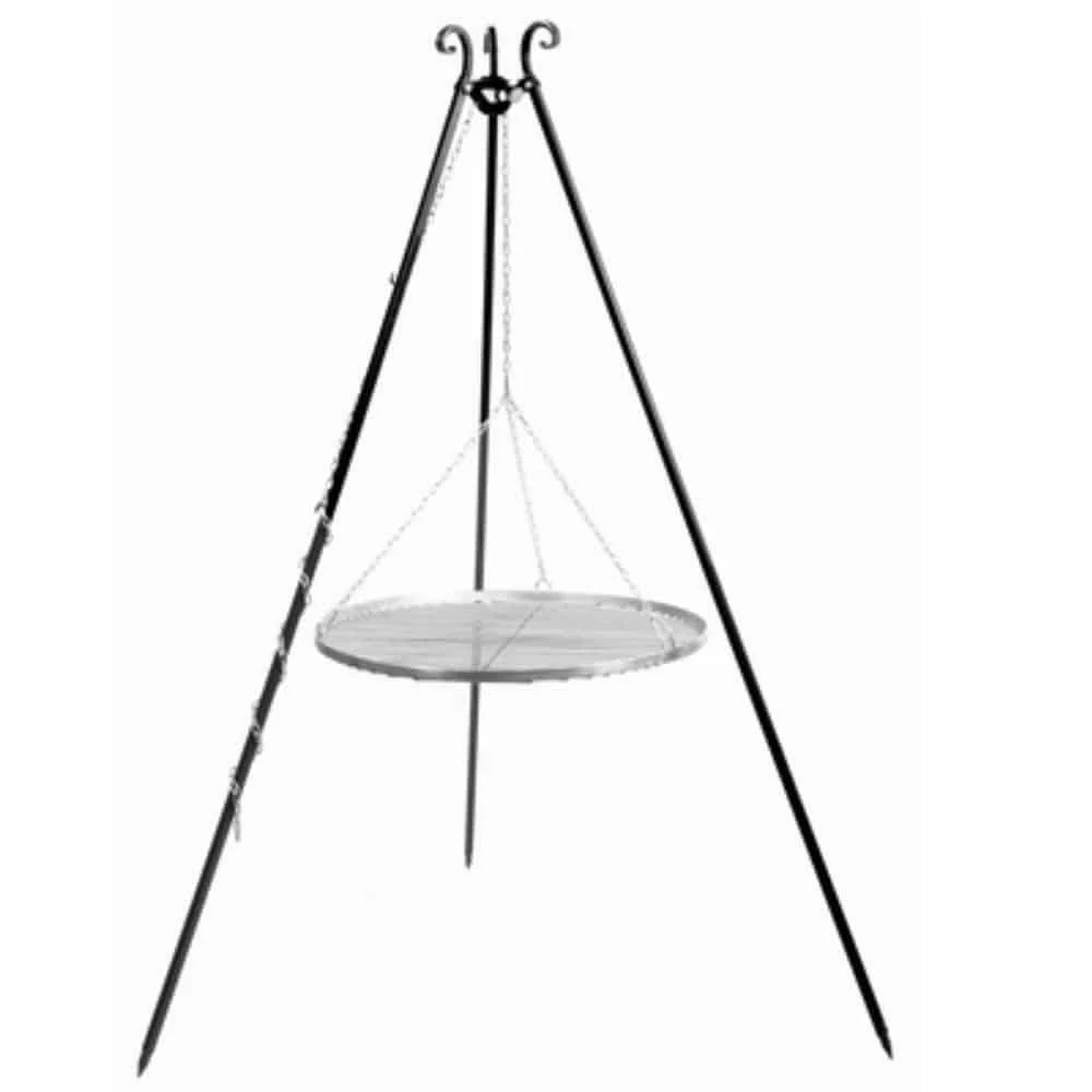"Barbecue Suspendu 180 cm avec Trépied et Grille Inox 60 cm image"