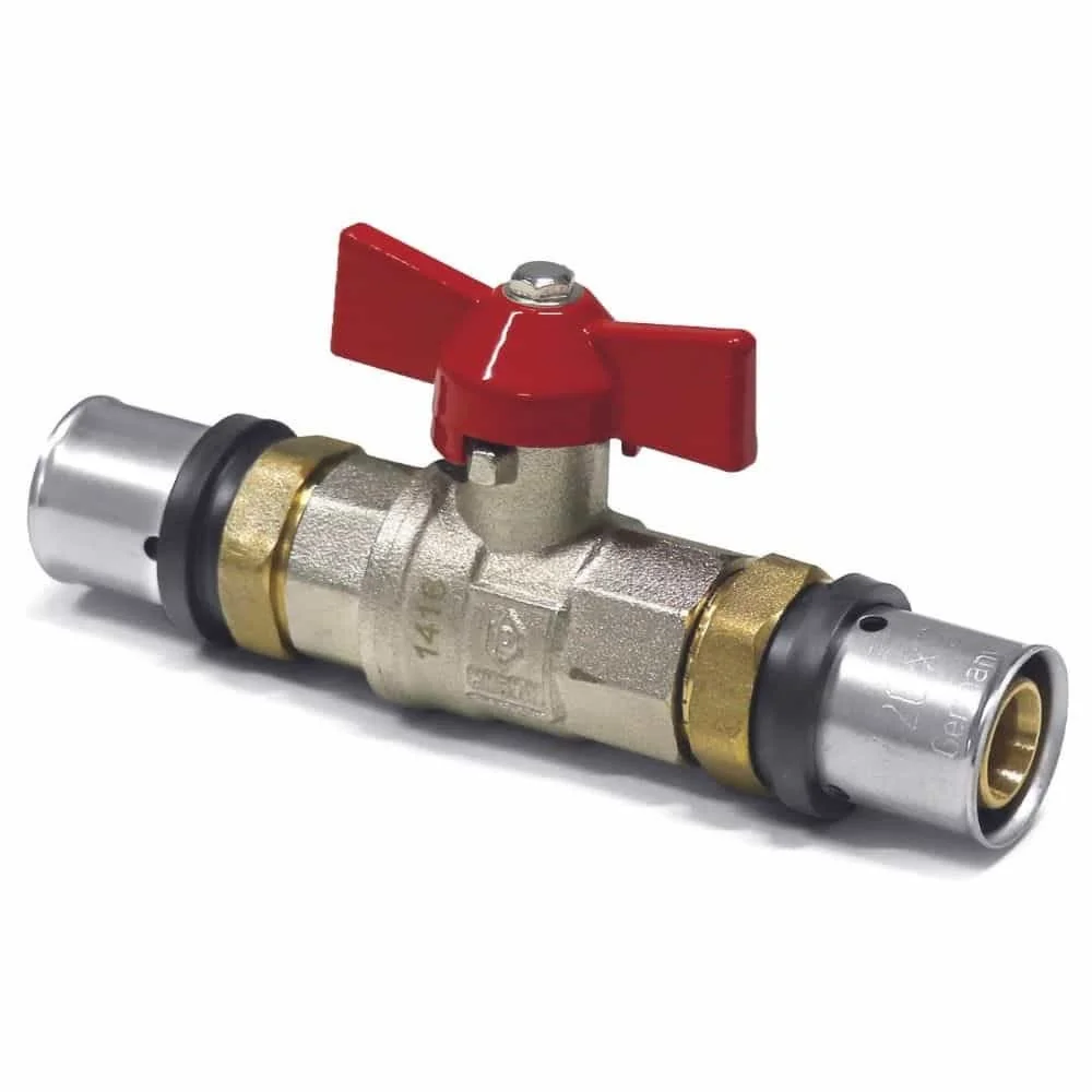 "Robinet à Boisseau Sphérique Pressfitting 16mm en Laiton Rouge image"