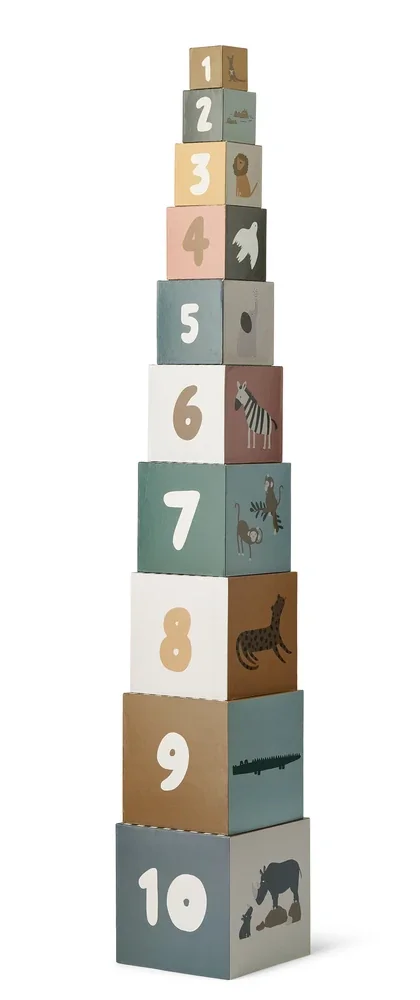 "Liewood Blocs de construction imprimés, blocs en carton - Aaren, jouet d'apprentissage pour tout-petits à partir de 18 mois, Couleur : All Together Sandy image"