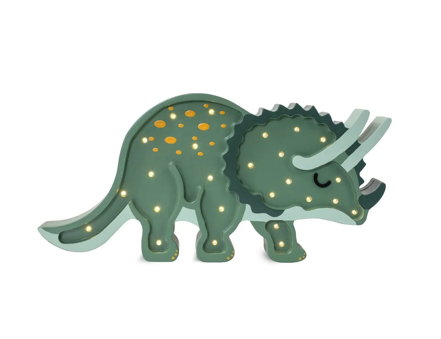 Little Lights Veilleuse pour enfants, lampe nocturne dinosaure Triceratops - 100% pin naturel, couleur: vert militaire