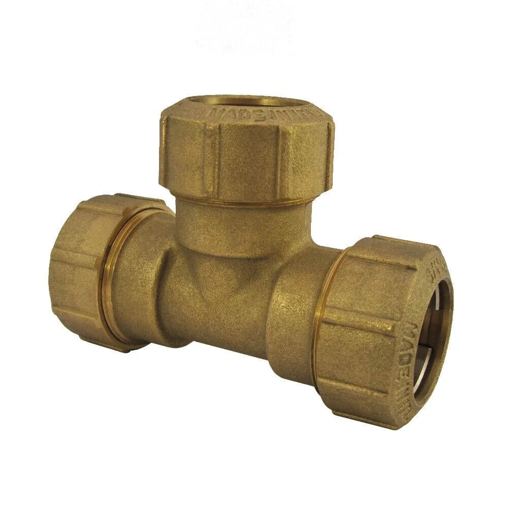 "Raccord PE Laiton 32mm: Té de plomberie à compression image"