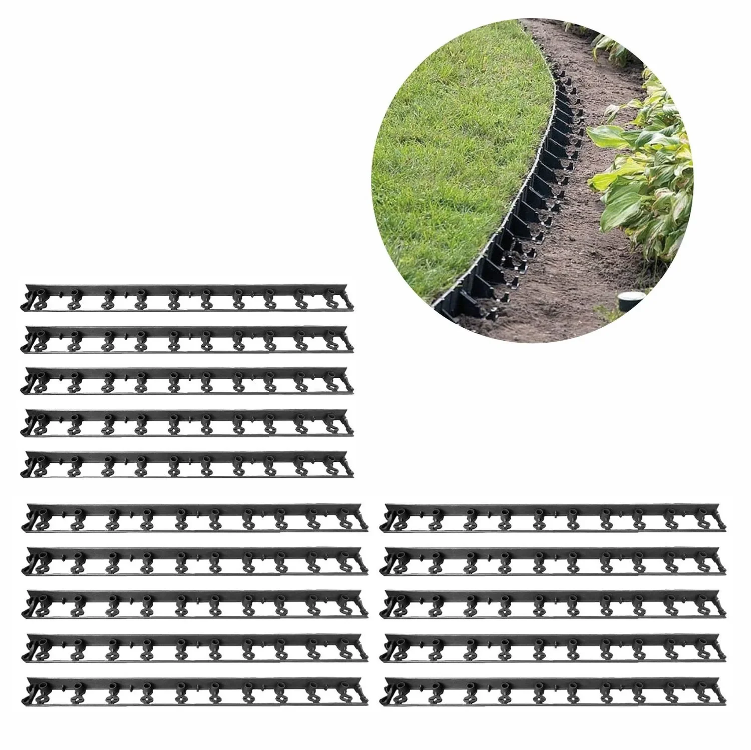 "Jeu de 20 Bordure Jardin Plastique 6cm x 20m | Bordures de Jardin | Bordure en Plastique image"