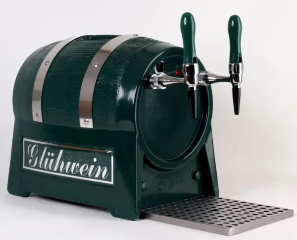 Distributeur boisson chaude, marmite à vin chaud, chauffe vin - avec pompe auto-amorçante, en forme de tonneau, 2 lignes 6 kW