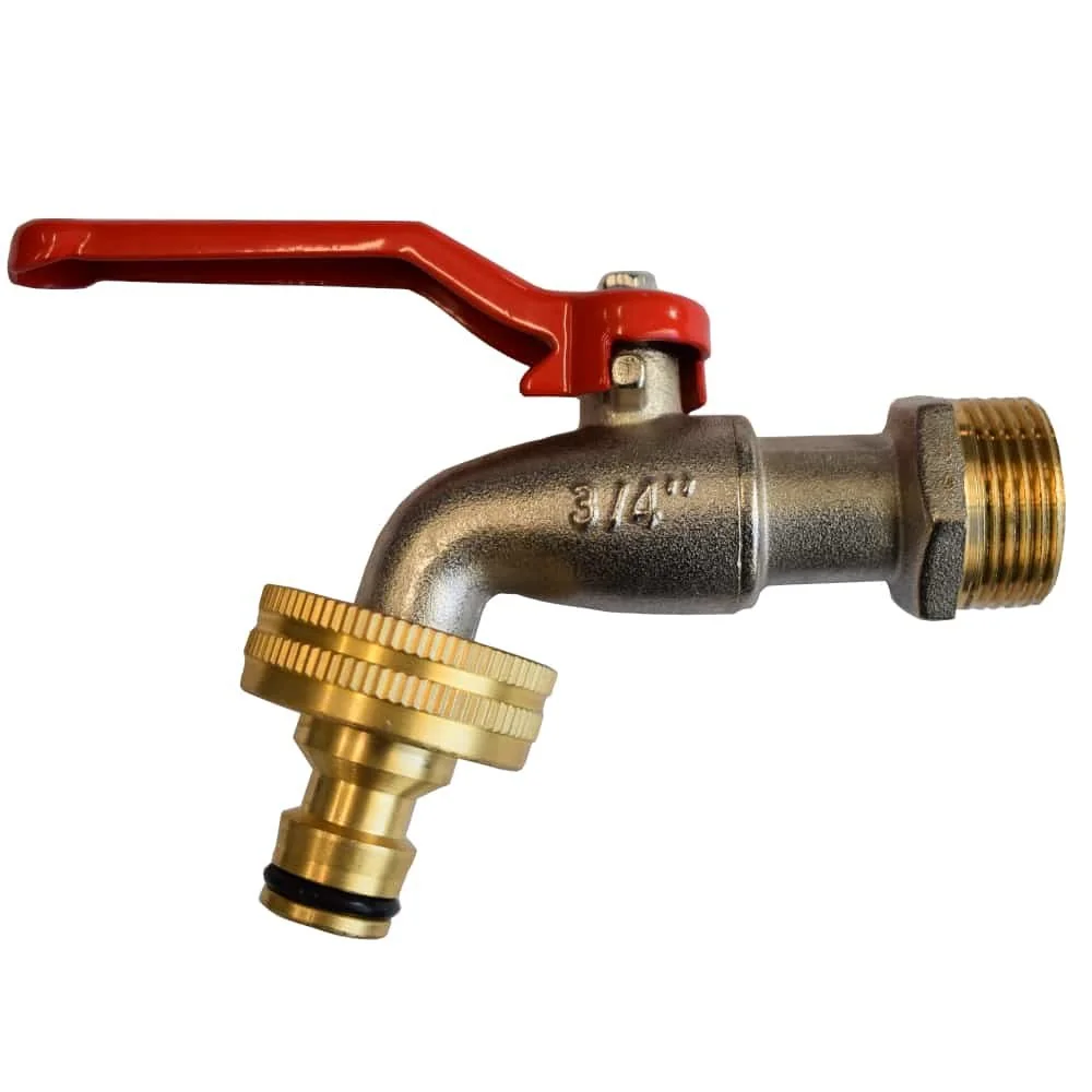 Robinet à Boisseau Sphérique 3/4 avec Levier et Raccord Rapide pour Arrosage du Jardin