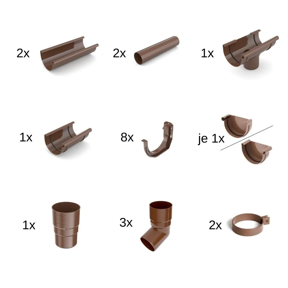 "Kit Gouttière 4m Marron, Système 125 - Boni-Shop image"