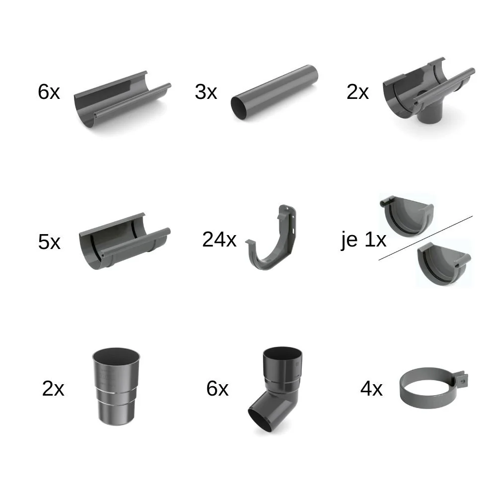 "Kit Gouttière Complet 12m Graphite, Système 125 image"