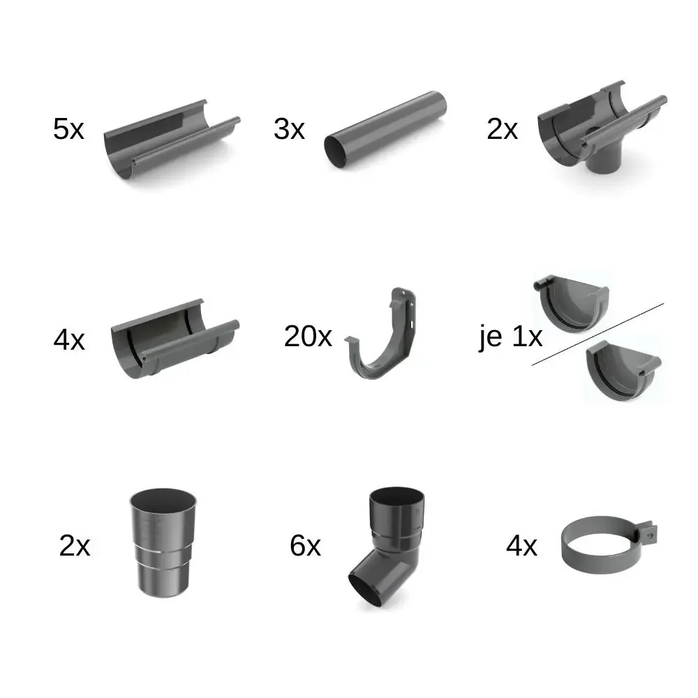 Kit Gouttière Complète 10m Graphite, Système 100 pour votre Maison