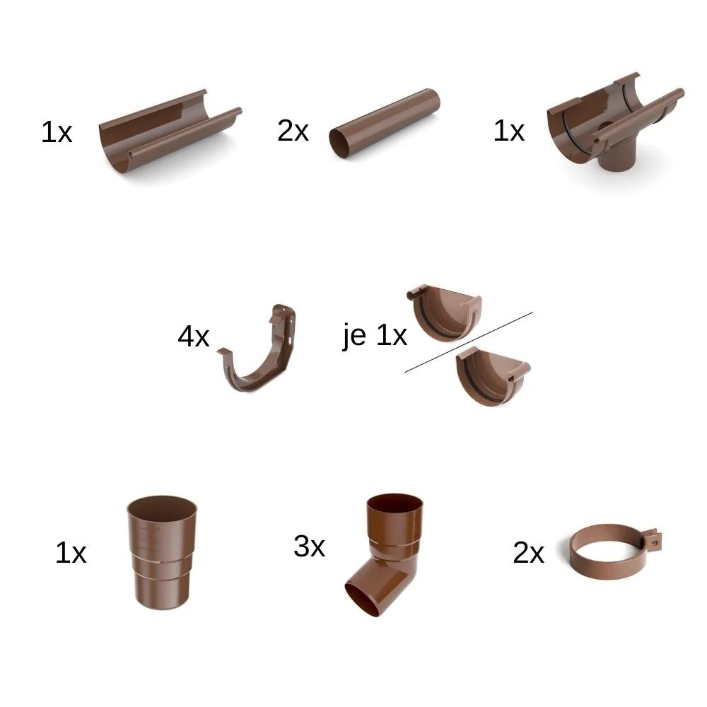 "Kit Gouttière Complet, 2m Marron, Système 100 image"