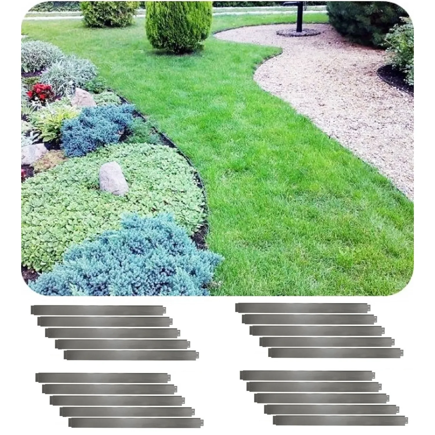 "Jeu de 20 Bordure de Jardin en métal alu/zinc 18cm x 100cm | Bordure Jardin | Bordures de Jardin image"